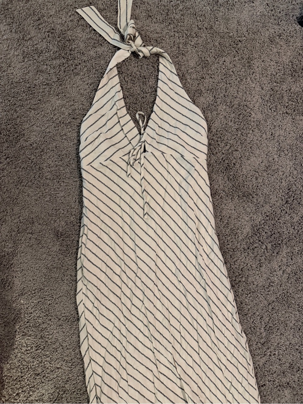 wild fable White Maxi Halter Dress with Navy Stripes
